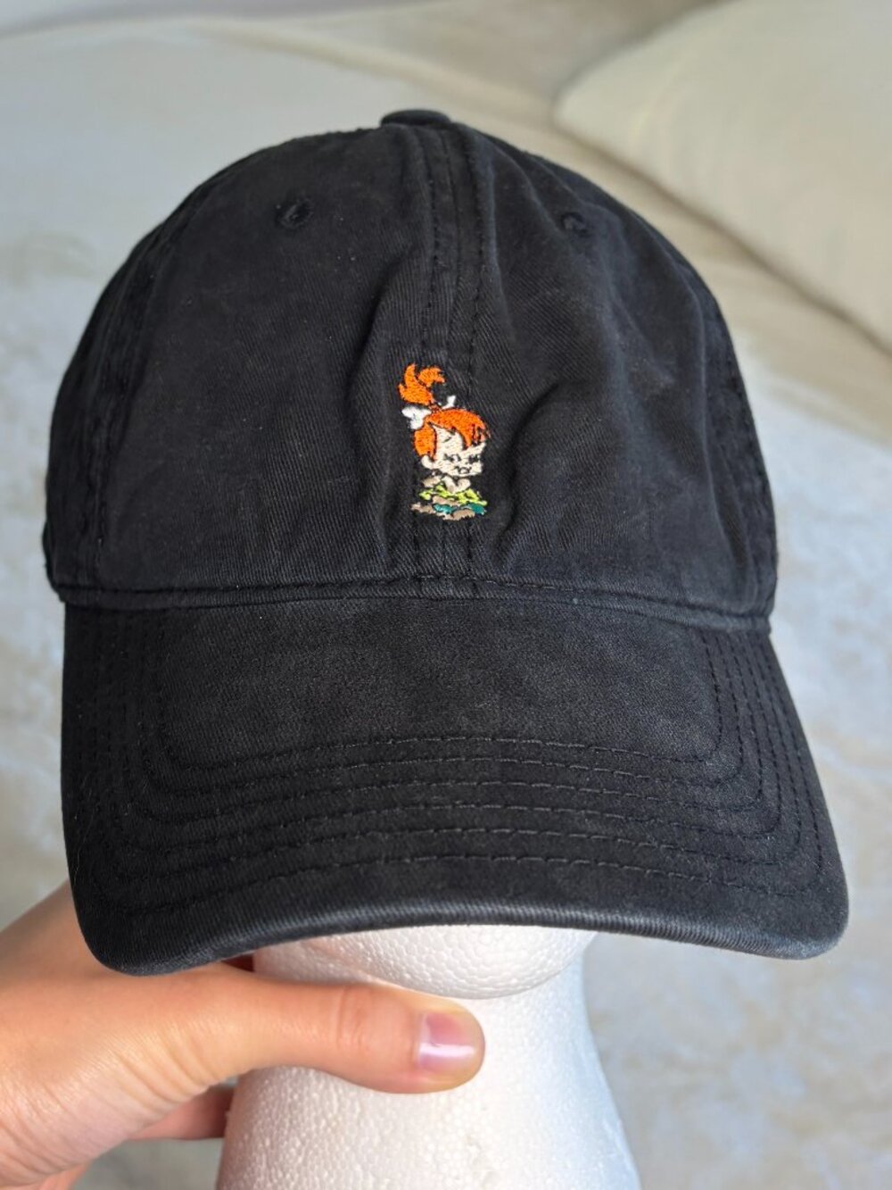 The Flintstones Pebbles Forever 21 Black Dad Hat Embroidered Cartoon Graphic Cap